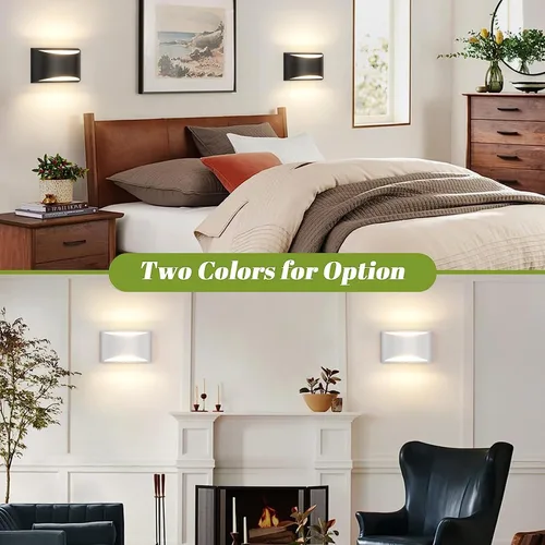 Miniatura 4 de Tipace Modernos apliques LED de pared para interiores, 2 paquetes de luces de pared interiores cableadas de aluminio hacia arriba y hacia abajo, luz