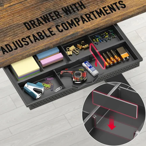 Miniatura 4 de SHW Escritorio eléctrico de pie ajustable de altura de 40 pulgadas con cajón, preajuste de memoria y bandeja de gestión de cables, color marrón