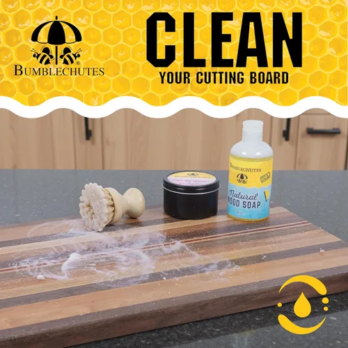 Miniatura 3 de Bumblechutes Kit de cuidado de tabla de cortar de madera, caja de regalo, limpia, hidrata, protege, tabla de cortar de cera de abeja natural, aceite