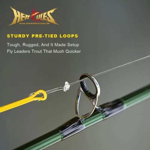 Miniatura 4 de HERCULES Paquete de 6 líderes de pesca con mosca de bucle preatado con cartera cónica
