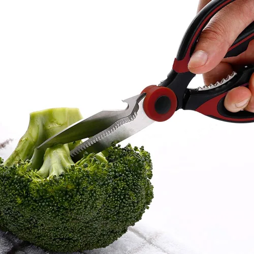 Miniatura 6 de Acelone - Tijeras de cocina de alta calidad, resistentes ultra afiladas, de acero inoxidable, multifunción, para pollo, aves de corral, pescado, Rojo