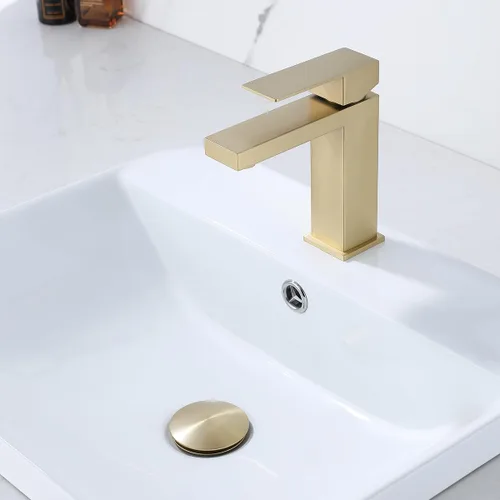 Miniatura 8 de Random - Juego de trampa de desagüe para lavabo, latón contemporáneo, kit de desagüe de fregadero 1 1/4 pulgadas Oro cepillado