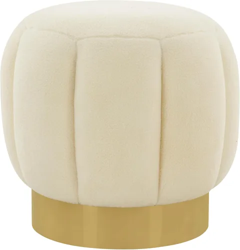 Miniatura 16 de SAFAVIEH Couture Collection Maxine Glam - Otomana redonda tapizada de terciopelo negro/canal dorado para sala de estar, dormitorio, taburete