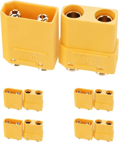 ELFCULB 5 pares de conectores macho y hembra Amass XT90PB, chapados en oro para baterías RC/aviones/autos (amarillo)