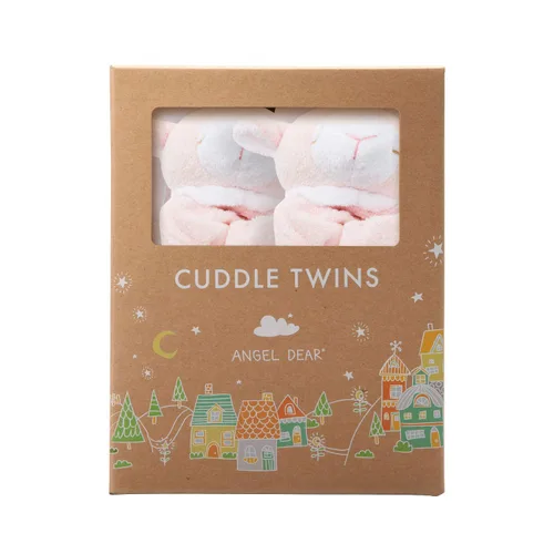Set de muñecos para abrazar Angel Dear, Cuddle Twins., Cordero rosado