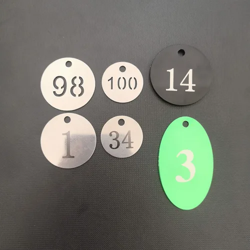 Miniatura 7 de Diámetro de 1.18 pulgadas de acero inoxidable hueco, etiquetas clave con anillos (1-10)