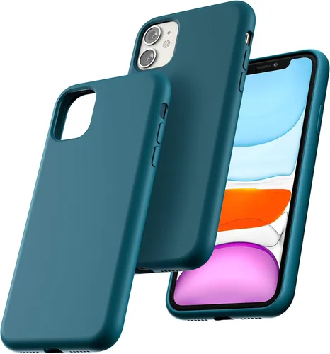 Miniatura 14 de TOCOL Funda delgada de silicona para iPhone 13 de 6.1 pulgadas, ajuste preciso, antideslizante, protección contra caídas, verde alpino