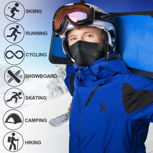 Miniatura 5 de wtactful Polaina calentadora de cuello de invierno, resistente al viento, pasamontañas para esquí, snowboard