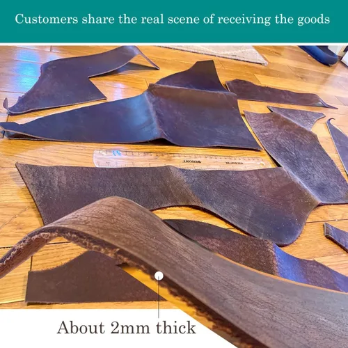 Miniatura 3 de Retazos de Cuero, Aproximadamente 2mm de Grosor, Retazos de Cuero de Vaquillona Genuina, Retazos de Cuero para Manualidades, Retazo de Cuero