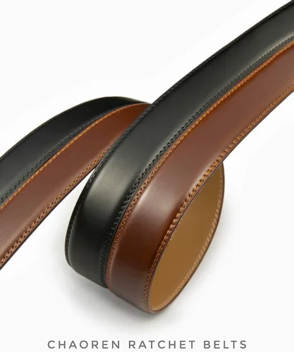 Miniatura 5 de CHAOREN Cinturones de trinquete para hombre, paquete de 2, elegantes cinturones de cuero en juego de regalo de 1.378 in