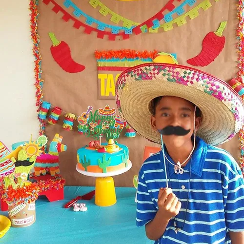 Miniatura 7 de 1 paquete de decoración para pastel de cumpleaños, cactus y burro, raquetas de guitarra y pimienta, para fiesta mexicana, baby shower, fiesta de 2