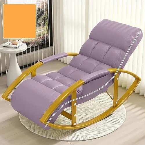 Miniatura 15 de Large Adjustable Reclining Rocking Chair Set with Footrest for Living Room and BalconyComfortable Outdoor Indoor Seating Solution,Amarillo-Golden