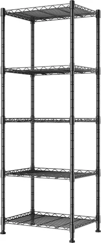 REGILLER Estantería de Almacenamiento de Metal de 5 Niveles con Estantes Ajustables, Unidades de Estantería de Pie para Lavandería, Baño, Cocina,