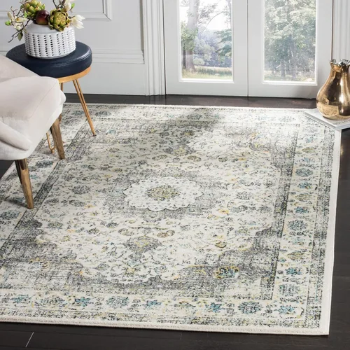 Miniatura 16 de SAFAVIEH Evoke Collection EVK220B Medallón oriental shabby chic de 2'2" x 4', color gris/dorado, no desprende pelusa, alfombra de acento para sala