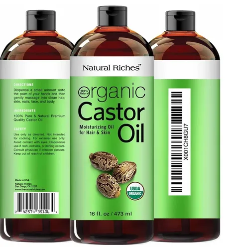 Miniatura 2 de Natural Riches Aceite de ricino orgánico, prensado en frío, certificado USDA para el crecimiento del cabello, pestañas más gruesas, cejas, hidrata