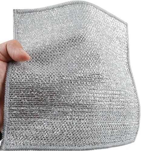 Miniatura 6 de 5 paños de limpieza de alambre de acero inoxidable de doble capa para cocina No raya, secado rápido, alambre metálico, 7.9x7.9 in, dos capas
