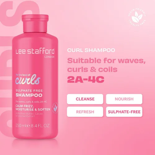 Miniatura 2 de Lee Stafford Champú ondulado, rizado y enrollado Por el amor a los rizos, limpiador diario para cabello de 2A a 4C, antiencrespamiento