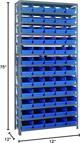 Miniatura 256 de Quantum QSBU-245BK Heavy Duty Shelving Unit with (7) Shelves and (24) QUS245 Black Bins for Garage Warehouse Storage Distribution 400 lb Load
