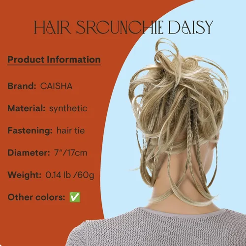 Miniatura 5 de CAISHA Prettyshop - Banda elástica grande XXL tipo postizo de cabello trenzado apenas ondulado, ideal para peinados recogidos o rodetes desaliñados