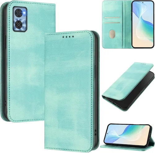 Funda compatible con Motorola Moto E22 4G, compatible con Motorola Moto E22i 4G Card Slotting Wallet Phone Funda de cuero QS