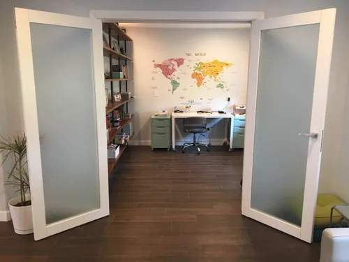 Miniatura 3 de SARTODOORS Planum 2102 Puertas francesas interiores de doble oscilación con vidrio esmerilado, madera maciza, accesorios incluidos, 36x84, blanco