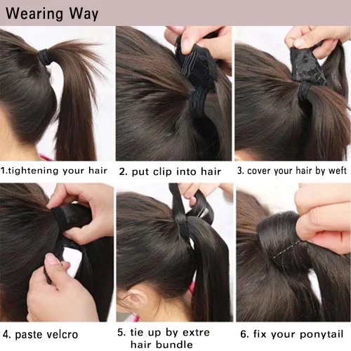 Miniatura 5 de Extensión de cola de caballo de 18 pulgadas para mujer, 3.53 onzas, fibra sintética natural japonesa resistente al calor, color negro azabache #1