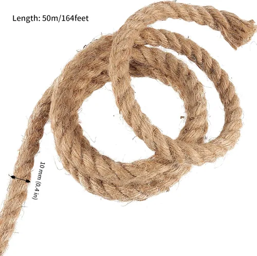 Miniatura 2 de JAPCHET Cuerda de yute natural de 164 pies x 0.394 in, cuerda de yute trenzado de 3/8 pulgadas, cuerda de arpillera fuerte para manualidades