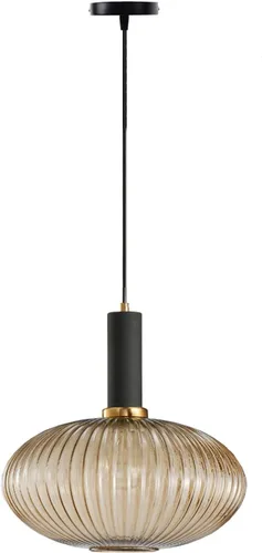 Miniatura 9 de Lámpara colgante negra y pantalla de luz a rayas de vidrio, iluminación colgante moderna para isla de cocina, casa de campo, luces colgantes