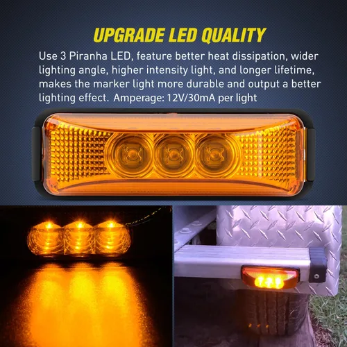 Miniatura 5 de Nilight 2 piezas de 3.9 pulgadas de luces indicadoras laterales delanteras y traseras, 3 luces LED ámbar, lámpara de clearance, sellada e Ámbar 2