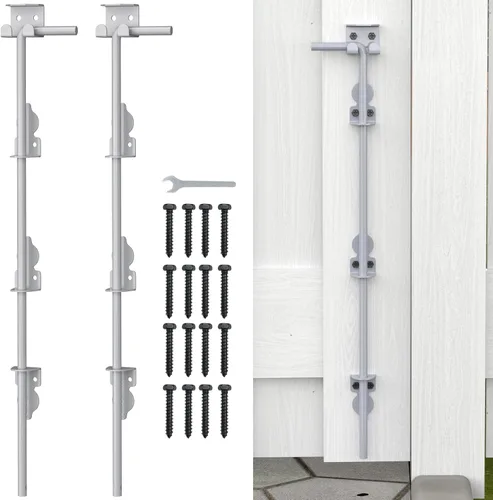 Miniatura 8 de FMhotu Pestillo de Caída de 36 Pulgadas para Puerta, Pestillo de Puerta Resistente para Cercas de Madera y Puertas de Metal, Herraje Tope de Suelo