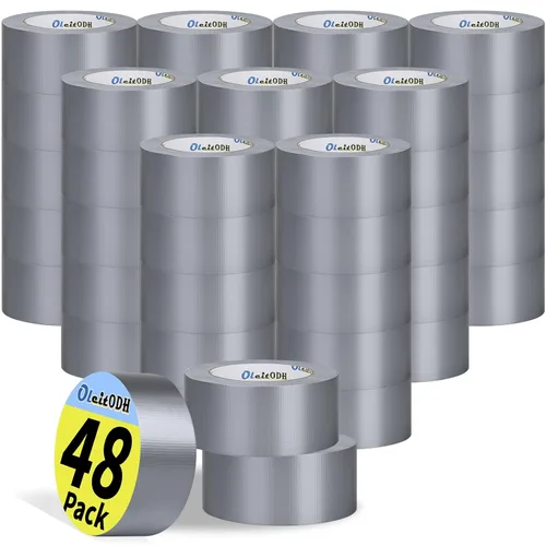 Miniatura 8 de Oleitodh Pack de 16 Cintas de Cinta Adhesiva Plateada Resistente 2 Pulgadas x 27.4 Metros, Cinta de Conducto Impermeable, Fuerte Sin Residues