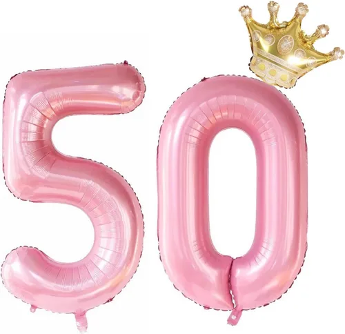 Miniatura 8 de Globos negros del número 50 de 40 pulgadas con corona, globos de cumpleaños 50 para hombres y mujeres, decoraciones de cumpleaños 50, globos