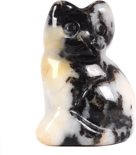 Miniatura 24 de Justinstones Escultura de gato tallada de cristal de cuarzo, estatua de gato de animal gatito de 1.181 in, mini figura de gato sentado de cristal