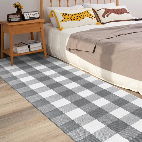 Miniatura 29 de Alfombra Buffalo Plaid Pequeña a Cuadros 2x3 Pies (61x91 cm) Naranja y Negro, Tapete para Puerta Delantera, Navidad Halloween Acción de Gracias