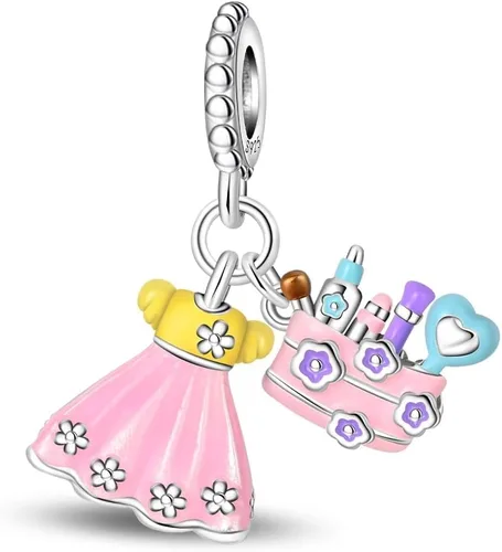 Miniatura 15 de Pulsera y collar de plata de ley 925 con dije de corazón, mariposa, loto, avión, viaje, lindo gato, cuentas, regalo para mujer
