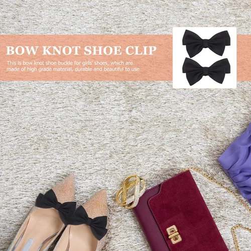 Miniatura 5 de LIFKOME Black Bow Shoe Clips Ribbon Detachable Shoes Buckle Wedding Bridal Shoe Buckle Shoe Charms Decoration for DIY