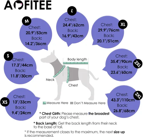 Miniatura 4 de AOFITEE Abrigo para perro, chaquetas cálidas para perros grandes, abrigo reflectante de cuello alto para perros con arnés integrado, impermeable
