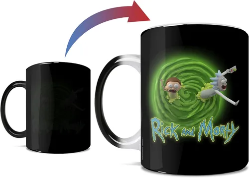 Morphing Mugs Rick and Morty – 3D Green Portal – Una taza de cerámica que cambia de color de 11 oz – Imagen revelada cuando se añade líquido
