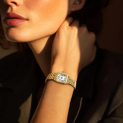 Miniatura 6 de Relojes pequeños de oro para mujer, relojes vintage con esfera romana para mujer, reloj analógico de caja rectangular para mujer
