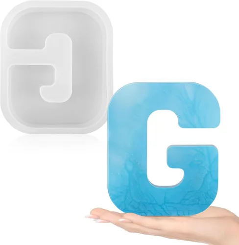 Gartful Moldes de resina de 4.7 pulgadas para fundición, moldes de silicona de resina del alfabeto mayúscula G, moldes de silicona 3D gruesos para