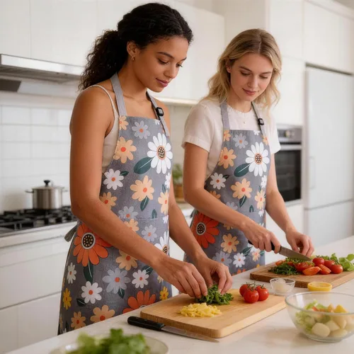 Miniatura 7 de 3 Pack Floral Apron for Women with Pockets, Adjustable Aprons for Women for Kitchen Cooking