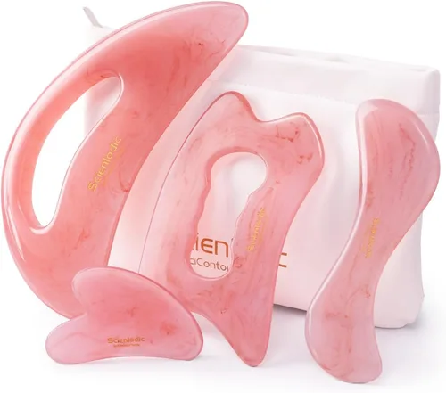 Miniatura 17 de Scienlodic Gua Sha - Herramienta de masaje con mango (resina), herramienta de raspado Guasha más grande para masaje de espalda, cuello, cara