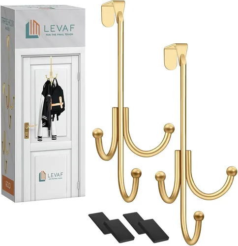 Miniatura 10 de Paquete de 2 ganchos para colgar sobre la puerta, con 3 cabezales para colgar y almohadillas de ajuste cómodo, 2 ganchos resistentes para colgar