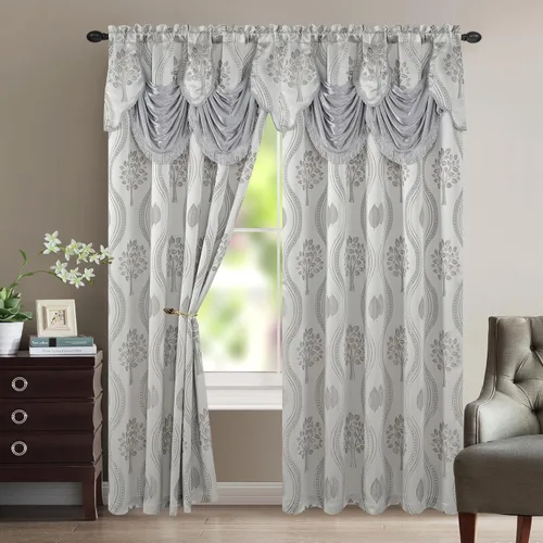 Miniatura 17 de Elegant Comfort Lujoso y hermoso juego de paneles de cortina con cenefa adjunta y respaldo de 54" x 84 pulgadas (juego de 2), azul marino