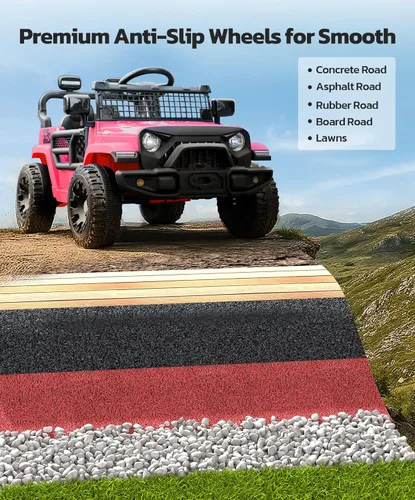 Miniatura 3 de ELEMARA Juguetes de paseo de 12 V, vehículos eléctricos para niños con 3 velocidades, 3.5 mph máximo, auto de paseo con control remoto, camión Rosa