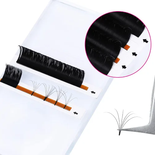 Miniatura 4 de Extensiones de pestañas con volumen FADLASH, pestañas de abanico fácil, 0.05 0.07 mm, bandeja mixta, pestañas autoaplicables, rizo C/D/DD, pestañas