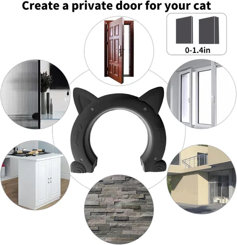 Miniatura 4 de Fhiny Puerta interior de puerta para gatos, puertas de gatitos de 7 pulgadas de diámetro sin solapa para pared, duradera y fácil de instalar, añade