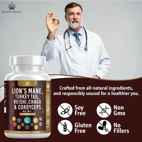 Miniatura 6 de Suplemento de hongos con cola de pavo 2000 mg Reishi 1000 mg Cordyceps Chaga 1000 mg con raíz de malvavisco - 180