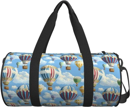 Miniatura 7 de Large Duffle Bag for Travel - Retro Hot Air Balloon Print Gym Bag for Women Men, Travel Foldable Bags for Women Men with Zippered Multiple Pockets