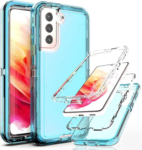 Miniatura 7 de Funda resistente 3 en 1 para Galaxy S21 (no para S21 Plus), con película de TPU flexible y película de lente de cámara, paquete de 2 fundas